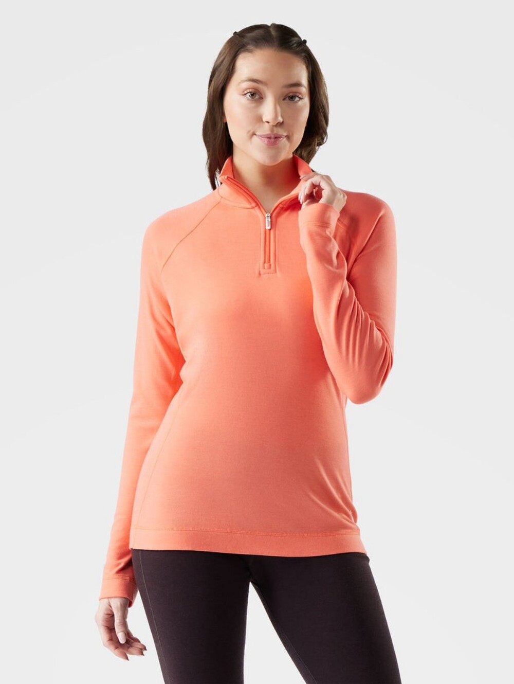 Smartwool Classic Thermal Merino Base Layer 1/4 Zip Women Size XL Coral Reef